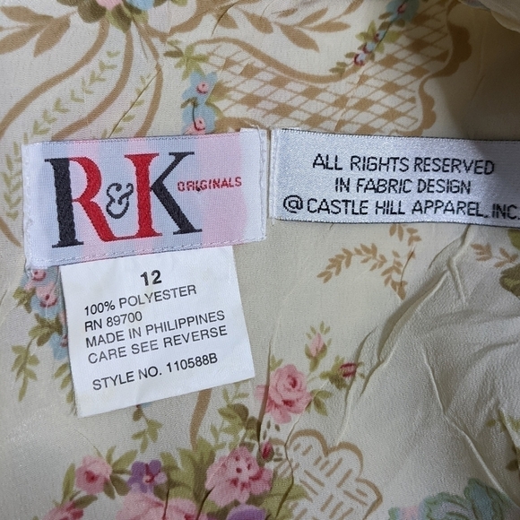 ✨3/$15 Vintage R&K Originals crinkle fabric floral maxi dress 12 - Picture 7 of 8